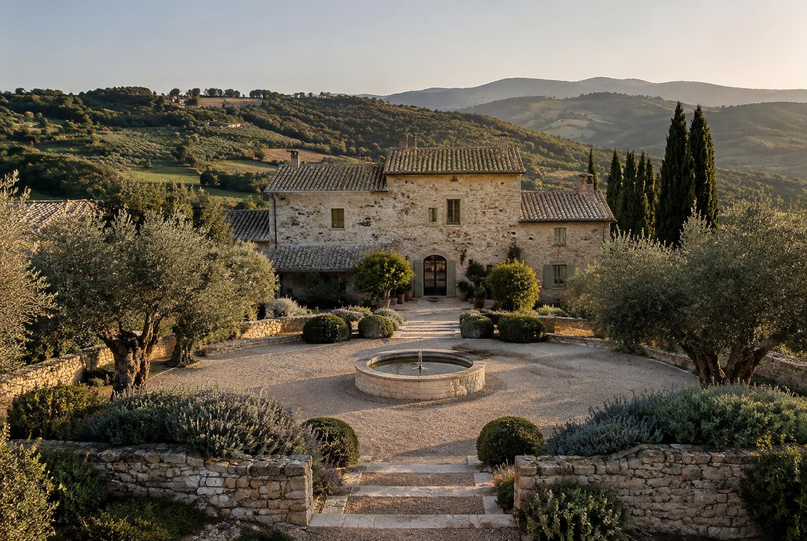 Casa in pietra armoniosamente integrata nel paesaggio italiano